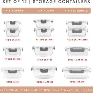 24pc Borosilicate Glass Storage Containers with Lids